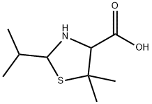 2-ISOPROPYL-5,5-DIMETHYLTHIAZOLIDINE-4-CARBOXYLIC ACID 结构式