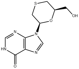 9-[(2R,6R)-6-(hydroxymethyl)-1,4-oxathian-2-yl]-3H-purin-6-one 化学構造式