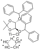氯环戊二烯基[(4R,5R)-2,2-二甲基-Α,Α,Α′,Α′-四苯基-1,3-二氧戊环-4,5-二甲醇酸根]钛, 132068-98-5, 结构式