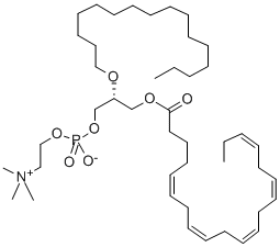 1-O-HEXADECYL-2-(5Z,8Z,11Z,14Z,17Z-EICOSAPENTAENOYL)-SN-GLYCERO-3-PHOSPHOCHOLINE;C16-20:5 PC,132196-28-2,结构式