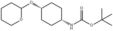 cis-[2-(4-tert-Butyloxycarbonylamino)cyclohexyloxy]tetrahydro-2H-pyran Struktur