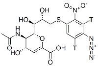 (4S,5R,6R)-5-acetamido-6-[(1S,2S)-3-(4-azido-2-nitro-3,5-ditritio-phen yl)sulfanyl-1,2-dihydroxy-propyl]-4-hydroxy-5,6-dihydro-4H-pyran-2-car boxylic acid Structure