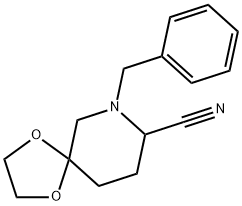 1-benzyl-5,5-(ethylenedioxy)-2-piperidinecarbonitrile 化学構造式