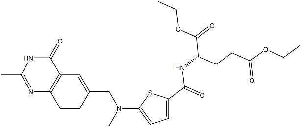 N-[5-[N-[(3,4-二氢-2-甲基-4-氧-6-喹唑啉基)甲基]-N-甲基氨基]-2-噻吩甲酰]-L-谷氨酸二乙酯, 132463-02-6, 结构式