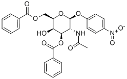 4-Nitrophenyl2-acetamido-2-deoxy-3,6-di-O-benzoyl-b-D-galactopyranoside 化学構造式