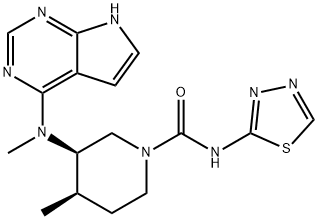 3R,4R)-4-methyl-3-(methyl(7H-pyrrolo[2,3-d]pyrimidin-4-yl)amino)-N-(1,3,4-thiadiazol-2-yl)piperidine-1-carboxamide Structure