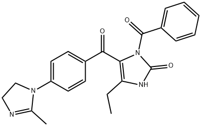 1-ベンゾイル-4-エチル-5-[4-(2-メチル-2-イミダゾリン-1-イル)ベンゾイル]-4-イミダゾリン-2-オン 化学構造式