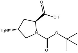(4R)-4-アミノ-1-(TERT-ブトキシカルボニル)-L-プロリン 化学構造式