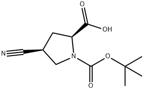 (2S,4S)-1-(tert-butoxycarbonyl)-4-cyanopyrrolidine-2-carboxylic acid Structure