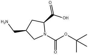 (2S,4R)-4-氨基甲基-1-N-叔丁氧羰基吡咯烷-2-甲酸 结构式