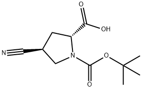 (2R,4S)-1-(tert-butoxycarbonyl)-4-cyanopyrrolidine-2-carboxylic acid Structure