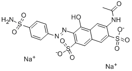 6-アセチルアミノ-4-ヒドロキシ-3-(4-スルファモイルフェニルアゾ)-2,7-ナフタレンジスルホン酸二ナトリウム 化学構造式