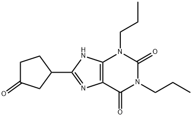 8-(3-オキソシクロペンチル)-1,3-ジプロピル-7H-プリン-2,6-ジオン 化学構造式