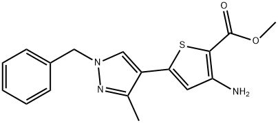 Methyl 3-aMino-5-(1-benzyl-3-Methyl-1H-pyrazol-4-yl)thiophene-2-carboxylate 结构式