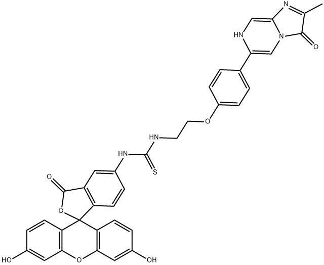 3,7-二氢-6-[4-[2-[N'-(5-荧光素)硫脲基]乙氧基]苯基]-2-甲基咪唑[1.2-A]并吡嗪-3-酮[化学发光试剂],133118-06-6,结构式