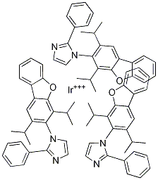 三[1-(2,4-二异丙基二苯并[BD呋喃-3-基)-2-苯基-1H-咪唑]合铱(III), 1331833-06-7, 结构式