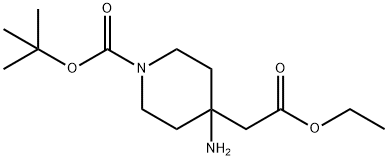 tert-butyl 4-amino-4-(2-ethoxy-2-oxoethyl)piperidine-1-carboxylate Structure