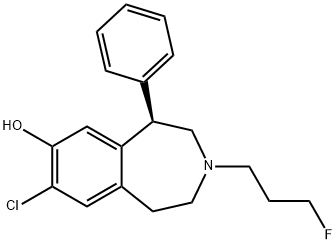 7-chloro-8-hydroxy-3-(3'-fluoropropyl)-1-phenyl-2,3,4,5-tetrahydro-3-benzazepine 化学構造式