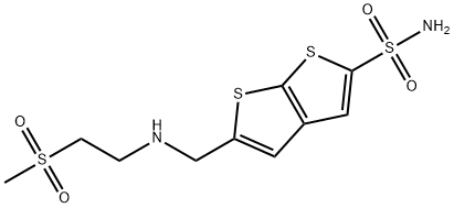 5-[[[2-(Methylsulfonyl)ethyl]amino]methyl]thieno[2,3-b]thiophene-2-sulfonamide 结构式