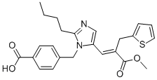 4-[2-BUTYL-5-(2-METHOXYCARBONYL-3-THIOPHEN-2-YL-PROPENYL)-IMIDAZOL-1-YLMETHYL]-BENZOIC ACID 化学構造式