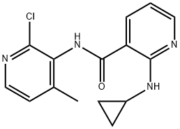 N-(2-クロロ-4-メチル-3-ピリジル)-2-(シクロプロピルアミノ)ニコチンアミド 化学構造式