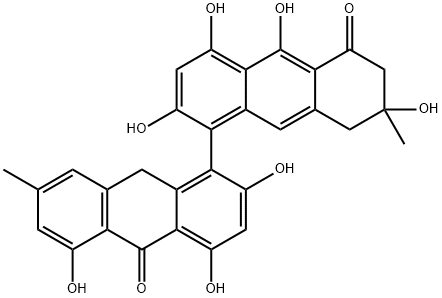 3-Methyl-3,6,8,9-tetrahydroxy-3,4-dihydro-5-[(9,10-dihydro-2,4,5-trihydroxy-7-methyl-10-oxoanthracen)-1-yl]anthracen-1(2H)-one 结构式