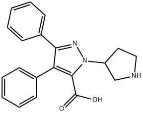 3,4-二苯基-1-(3-吡咯烷基)-1H-吡唑-5-甲酸 结构式