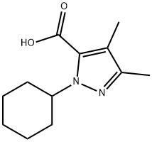 1-环己基-3,4-二甲基-1H-吡唑-5-甲酸 结构式