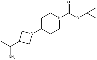 1,1-二甲基乙基 4-[3-(1-氨基乙基)-1-氮杂环丁烷基]-1-哌啶甲酸酯 结构式