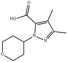 1-(tetrahydro-2H-pyran-4-yl)-3,4-diMethyl-1H-pyrazol-5-carboxylic acid Struktur