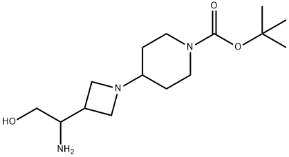 1,1-二甲基乙基 4-[3-(1-氨基-2-羟基乙基)-1-氮杂环丁烷基]-1-哌啶甲酸酯 结构式