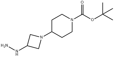 1,1-二甲基乙基 4-(3-肼基-1-氮杂环丁烷基)-1-哌啶甲酸酯 结构式