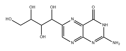 2-amino-4-hydroxy-6-(1,2,3,4-tetrahydroxybutyl)pteridine 化学構造式