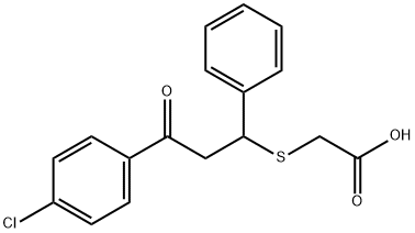 2-{[3-(4-Chlorophenyl)-3-oxo-1-phenylpropyl]thio}acetic acid 化学構造式