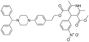 2-[4-(4-benzhydrylpiperazin-1-yl)phenyl]ethyl methyl 2,6-dimethyl-4-(3-nitrophenyl)-1,4-dihydropyridine-3,5-dicarboxylate 结构式