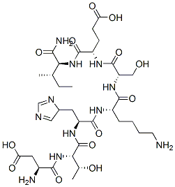 (4S)-4-[[(2S)-2-[[(2S)-6-amino-2-[[(2S)-2-[[(2S,3R)-2-[[(2S)-2-amino-3 -carboxy-propanoyl]amino]-3-hydroxy-butanoyl]amino]-3-(4H-imidazol-4-y l)propanoyl]amino]hexanoyl]amino]-3-hydroxy-propanoyl]amino]-4-[[(1S,2 S)-1-carbamoyl-2-methyl-butyl]carbamoyl]butanoic acid Structure