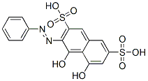 2-(フェニルアゾ)-1,8-ジヒドロキシ-3,6-ナフタレンジスルホン酸 化学構造式