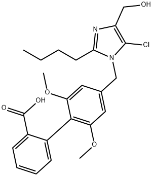 4'-((2-butyl-4-(hydroxymethyl)-5-chloro-1H-imidazolyl)methyl)-2',6'-dimethoxy(1,1'-biphenyl)-2-carboxylic acid Struktur