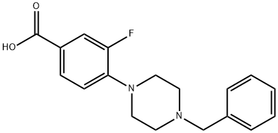 3-氟-4-(4-苄基-1-哌嗪基)苯甲酸,1346597-48-5,结构式