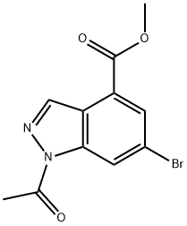 1-乙酰基-6-溴-1H-吲唑-4-甲酸甲酯, 1346597-55-4, 结构式