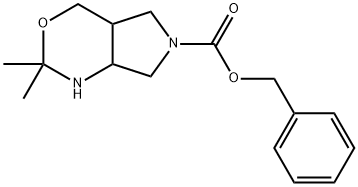 6-Cbz-2,2-diMethylhexahydropyrrolo[3,4-d]-1,3-oxazine 化学構造式