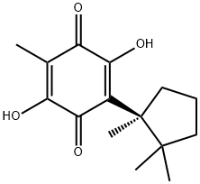 2,5-ジヒドロキシ-3-メチル-6-[(S)-1,2,2-トリメチルシクロペンチル]-2,5-シクロヘキサジエン-1,4-ジオン 化学構造式