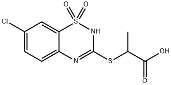 2-[(7-Chloro-2H-1,2,4-benzothiadiazine 1,1-dioxide)-3-ylthio]propanoic acid 结构式
