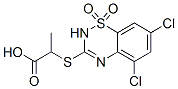 2-[(5,7-Dichloro-2H-1,2,4-benzothiadiazine 1,1-dioxide)-3-ylthio]propanoic acid Structure