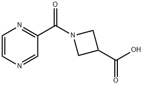 1-(吡嗪-2-羰基)氮杂环丁烷-3-羧酸, 1350989-06-8, 结构式
