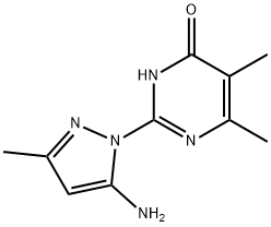 2-(5-AMINO-3-METHYL-1H-PYRAZOL-1-YL)-5,6-DIMETHYLPYRIMIDIN-4(3H)-ONE,1350989-15-9,结构式
