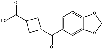 1-(1,3-BENZODIOXOL-5-YLCARBONYL)AZETIDINE-3-CARBOXYLIC ACID, 1350989-18-2, 结构式