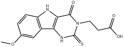 3-{8-Methoxy-4-oxo-2-sulfanylidene-1H,2H,3H,4H,5H-pyrimido[5,4-b]indol-3-yl}propanoic acid Structure