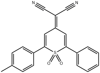 2-[2-(4-甲基苯基)-1,1-二氧代-6-苯基-4H-噻喃-4-亚基]丙二腈 结构式