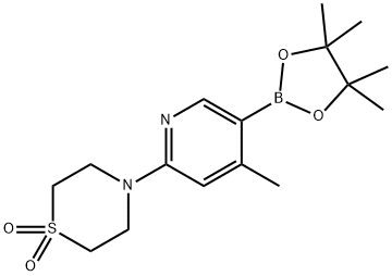 ThioMorpholine, 4-[4-Methyl-5-(4,4,5,5-tetraMethyl-1,3,2-dioxaborolan-2-yl)-2-pyridinyl]-, 1,1-dioxide Structure